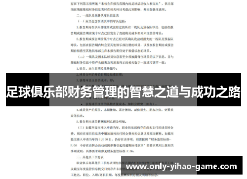 足球俱乐部财务管理的智慧之道与成功之路 足球俱乐部财务管理的智慧之道与成功之路